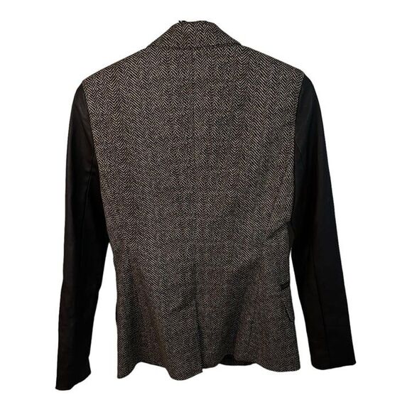 Michael Kors Women Jacket Brown Faux Leather Sleeve Tweed Size 4 - Picture 5 of 12